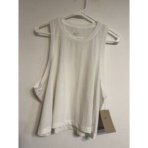 Nike One Womens Dri-FIT Training Tank Top XL White Lightweight Mesh